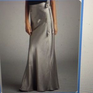 Gorgeous down to floor satin silver skirt